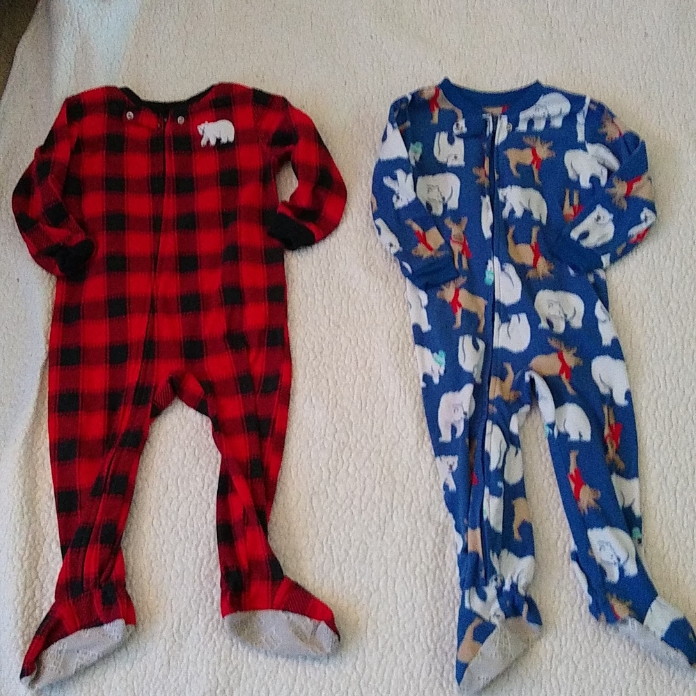 Just One You 2T zip-up fleece footy pajamas